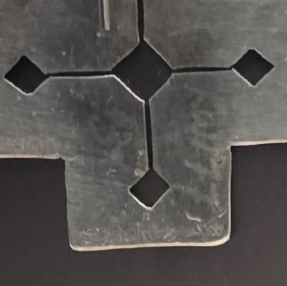 Vintage Sterling Silver 925 Southwestern Navajo Etched Cross Dangle Earrings - Picture 6 of 8